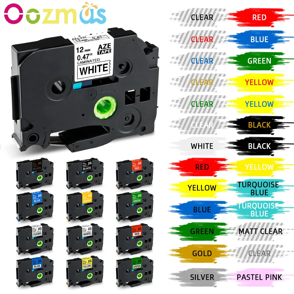 

231 TZ-White-Label Tape 12mm 221 211 Laminated Tape 631 531 Labeling Ribbon Compatible for Brother PT-H110 D600 Label Makers