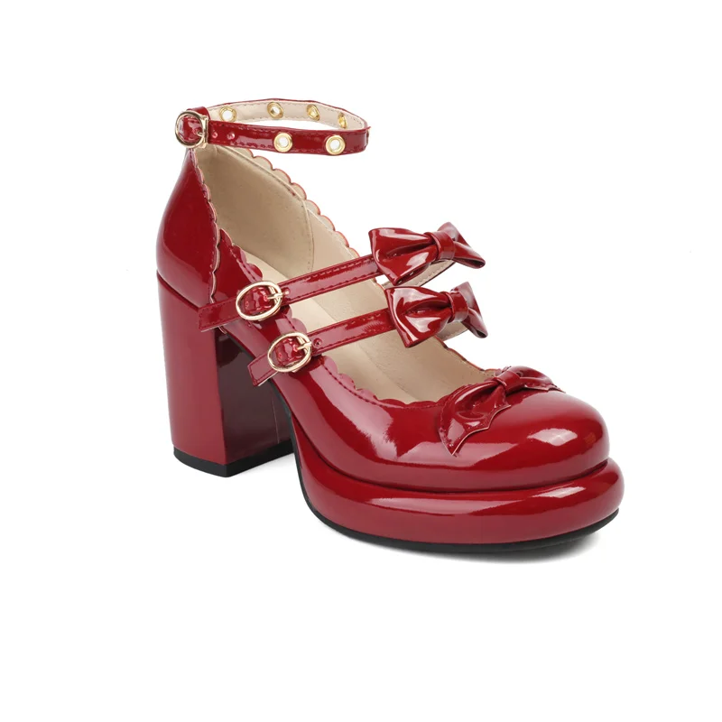 Женские туфли-лодочки из лакированной кожи на высоком каблуке и платформе