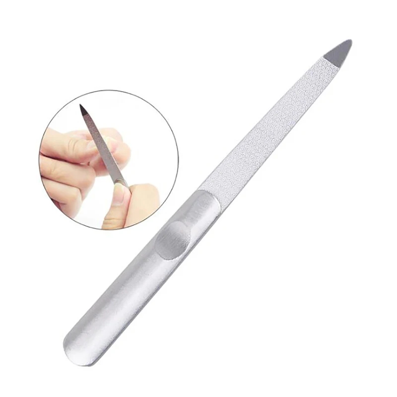 Stainless Steel Nail File With Anti-Slip Handle Double Sided Diamond Nail File Manicure Files Easily for Men And Woman