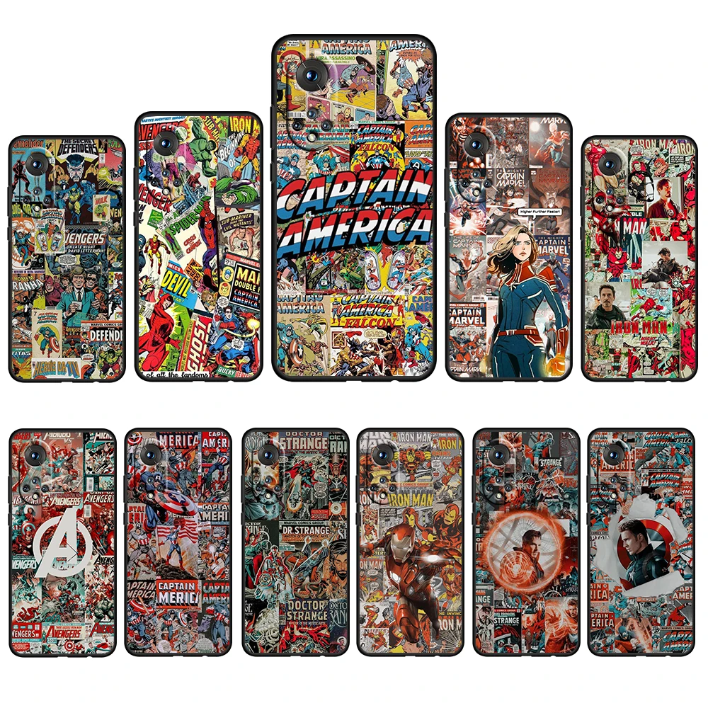 

Marvel Aesthetic Collage For Honor 60 50 20 SE Pro X30 10X 10i 10 9X 9A 8X 8A Lite Silicone Soft TPU Black Phone Case Capa Cover