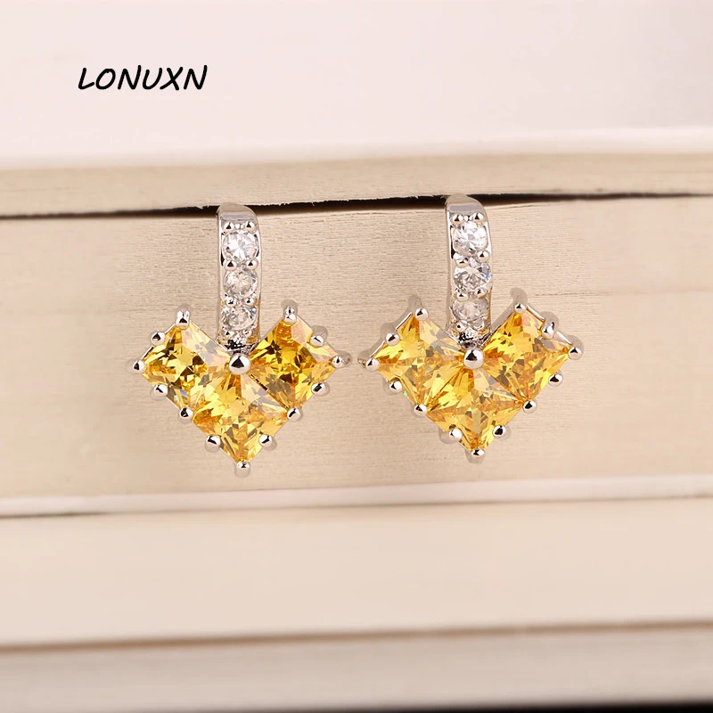 

Женские серьги-стрелки с желтыми кристаллами, 12 х15 мм