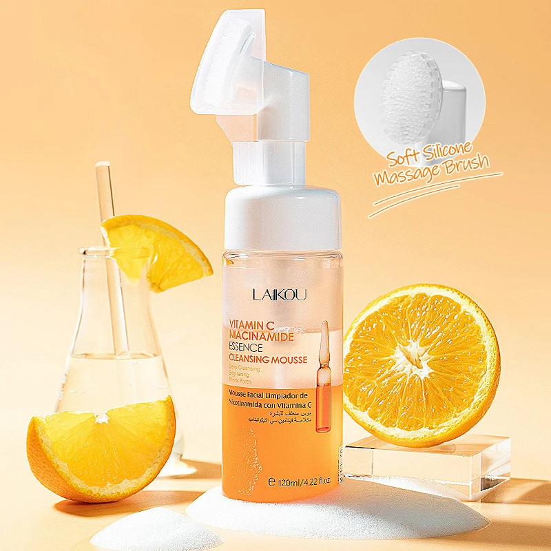 Vitamin C Cleansing Mousse Deep Clean Pores Oil Control Foaming Facial Cleanser Whitening Moisturizing Skin Care Product