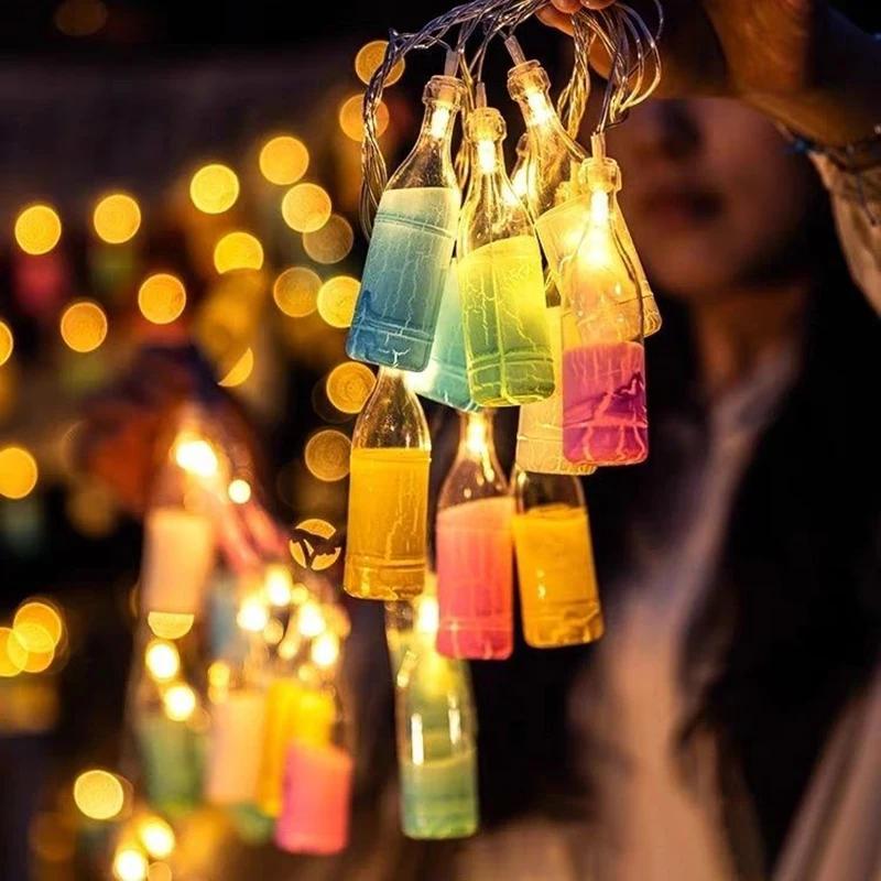 

1.5M 10Led 3D Beer Bottle Modeling String Lights Summer Party Decoration Outdoor Bar Christmas Atmosphere USB & Battery Powered