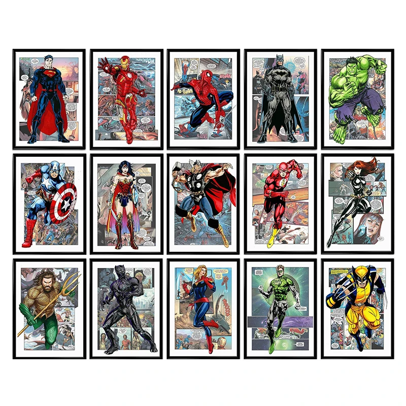 

Watercolor Marvel Avengers Superhero Comics Canvas Painting Abstract Posters and Prints Wall Art Pictures for Living Room Decor