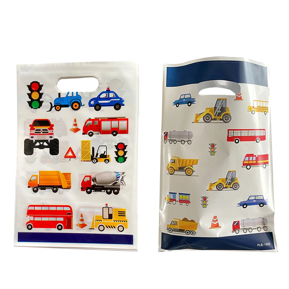 

40pcs Gift Bags Box Kids Construction Car Birthday Cartoon Plastic Candy Bag Treat School Loot Truck Favor Cookie Packing