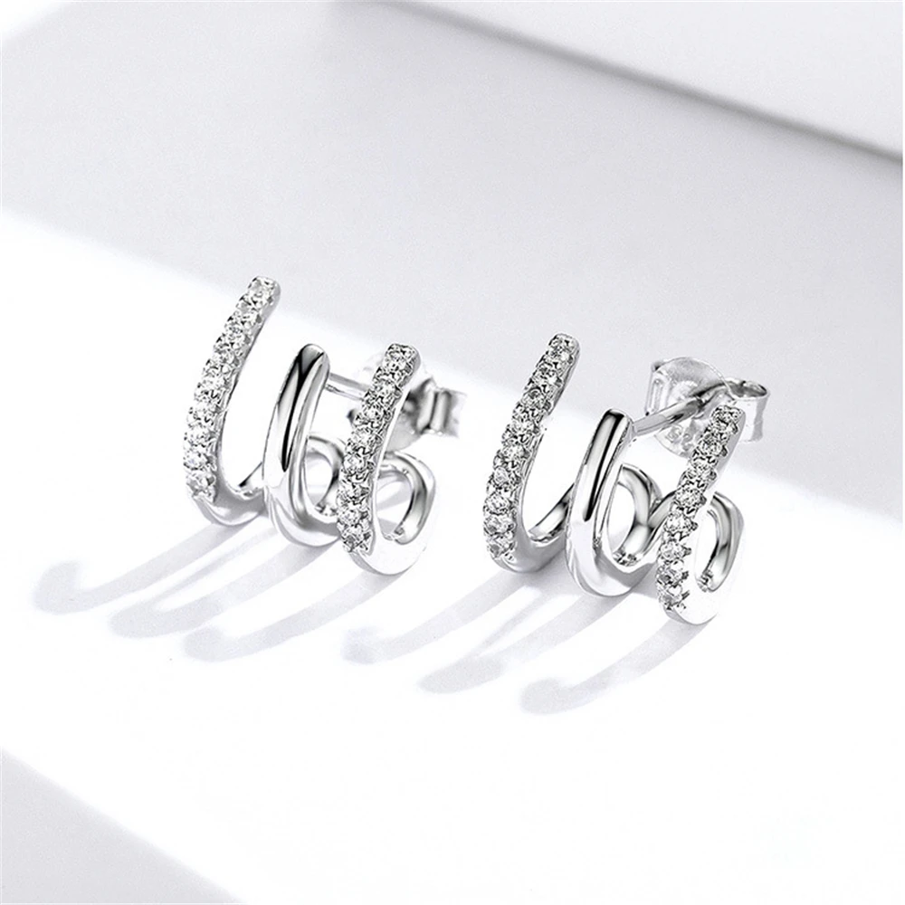 

Luxury Design Women's Surround Zircon Stud Earrings Exquisite Wedding Engagement Party Accessories Romantic Valentine's Day Gift