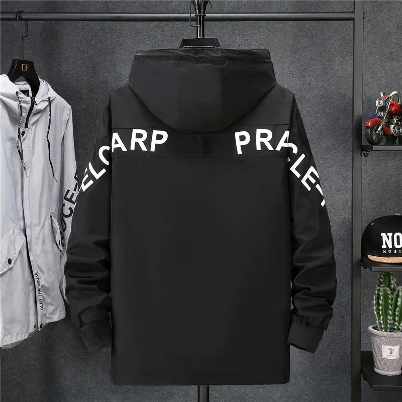 Куртка мужская демисезонная с капюшоном и надписью большие размеры