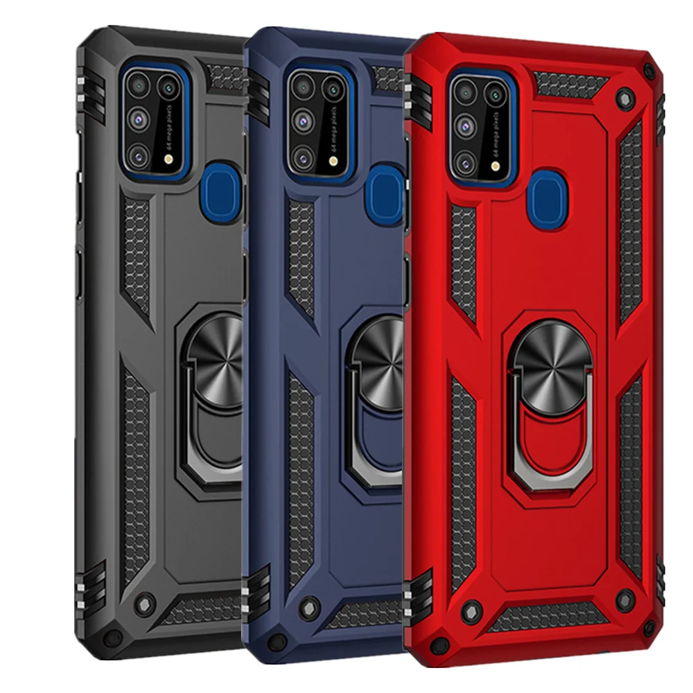 

Samsung M31 Shockproof Armor Case For Samsung Galaxy M31S M30S M21 M31 M51 M02 A01 M01 Core Metal Ring Bracket Rugged Cover