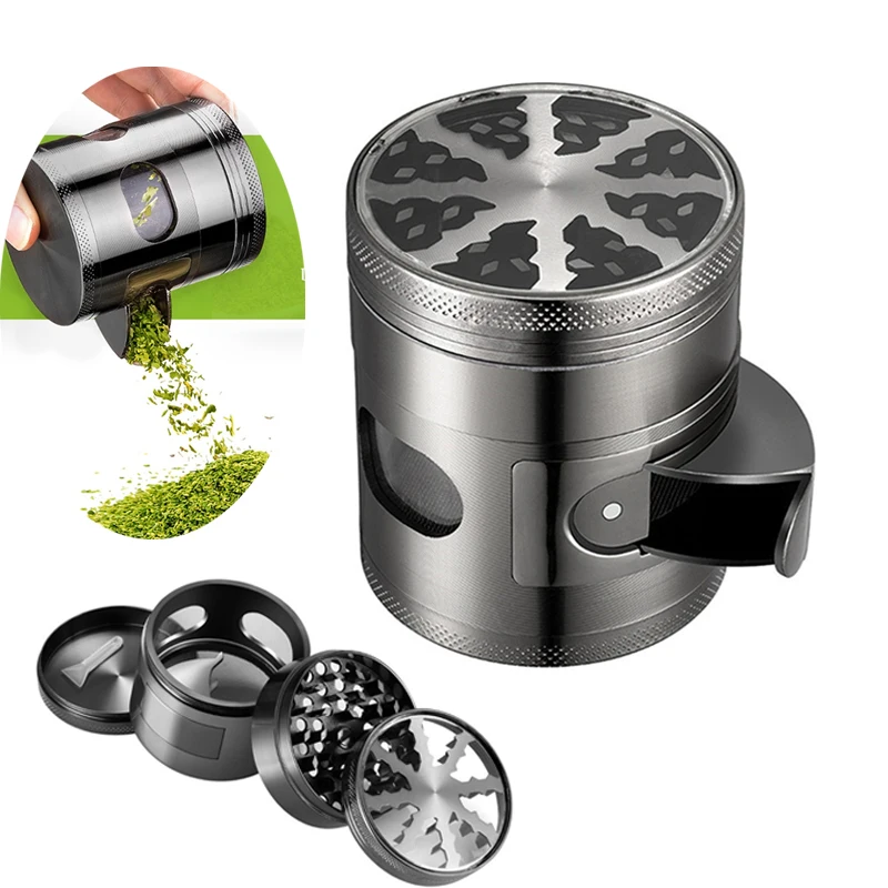 

Zinc Alloy Tobacco Grinder with Drawer For Smoking 4-Layer Creative Herb Spice Crusher with Scraper Cigarette Accessories