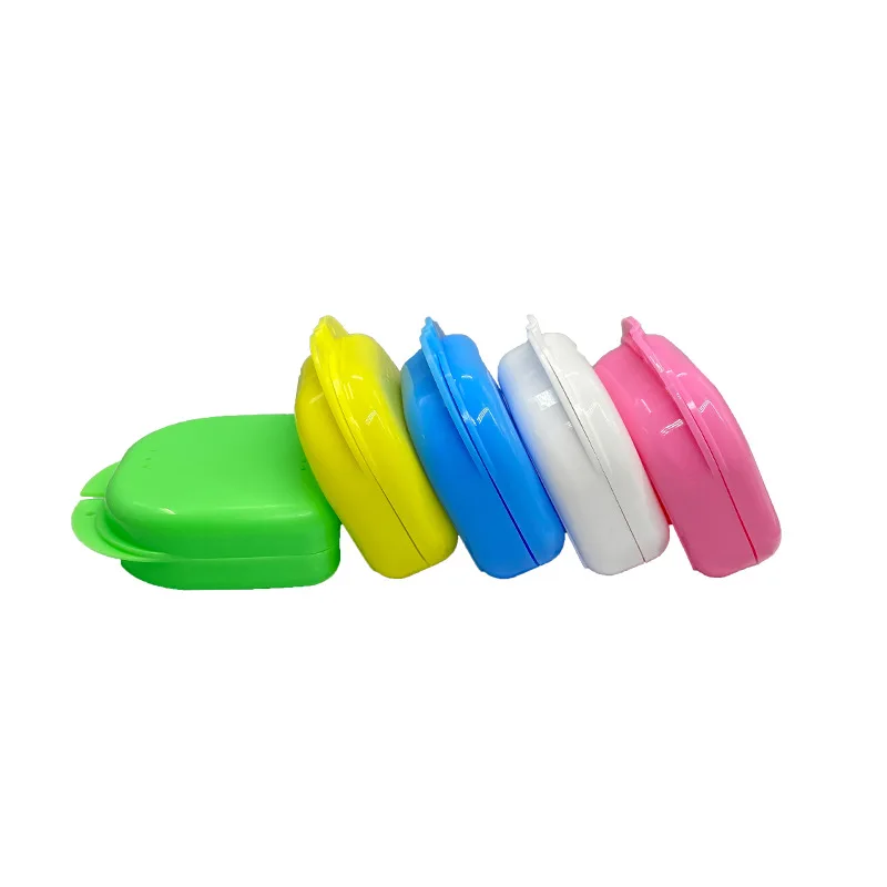 

5 color Orthodontic Mouth Guard Case Fake Teeth Cover Retainer Case With Vent Holes Denture Box Case Tight Snap