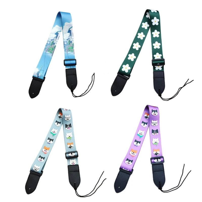 

Guitar Strap Printed Electric Guitar Shoulder Strap Adjustable Belt Guitar Accessories for Bass Ukulele Electric Guitars