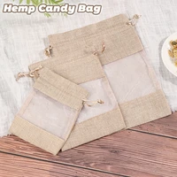 10x14cm linen candy bag sealed bundle pack translucent beaded linen storage bag wedding party supplies party home ball dinner