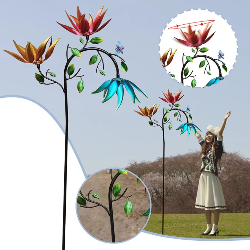 

180cm Large Unique Magical Metal Windmill Outdoor Wind Spinners Wind Collectors Lawn Garden Windmill Colorful Art Decoration New