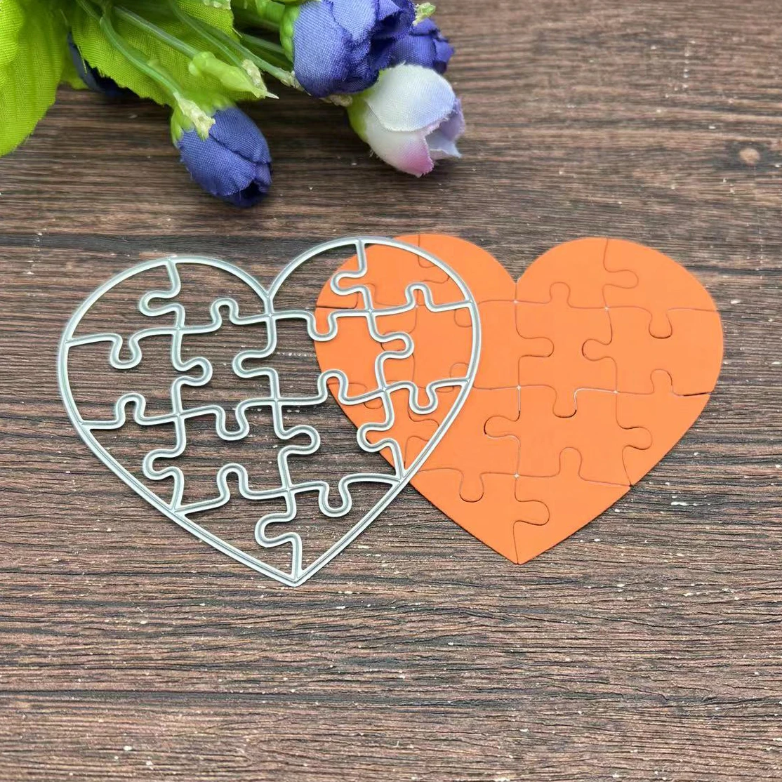 Забавный пазл в форме сердца, металлические штампы, трафареты для «сделай сам», скрапбукинг, декоративное тиснение, шаблон ручной работы Забавный пазл в форме сердца, металлические штампы, трафареты для «сделай сам», скрапбукинг, декоративное тиснение, шаблон ручной работы