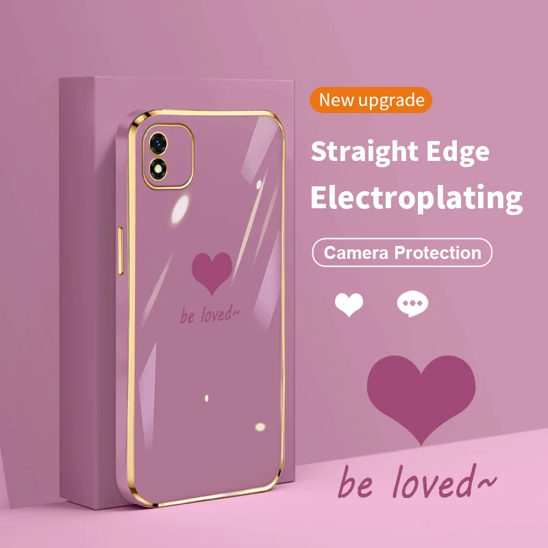 

Love Heart Case for Realme C20 C20A C11 2021 C21 C21Y C25Y C3 C3i C30 C31 C35 Narzo 50A Prime Bumper Electroplated Back Cover