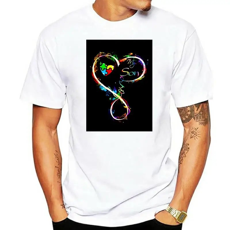 

Summer funny print men tshirt women Autism Heart Love My Son T-Shirt