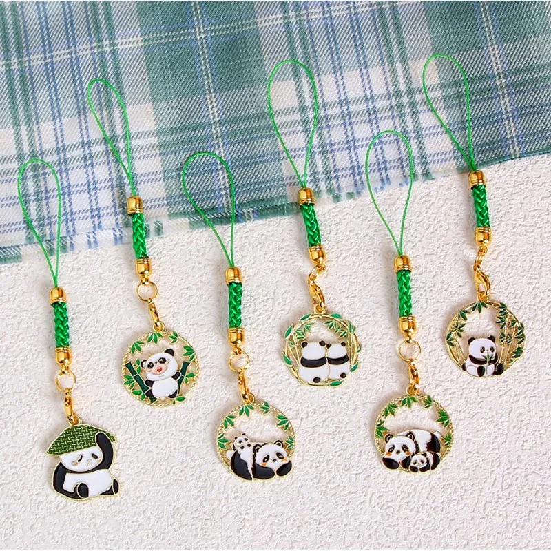 Модный бамбуковый брелок с милой пандой ремешок для мобильного телефона