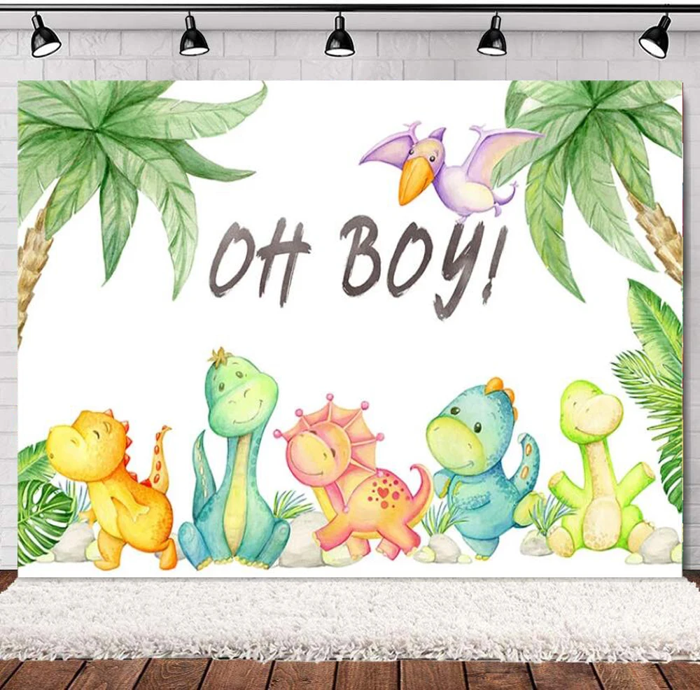 

Фон для фотосъемки Детский динозавр тропические душевые тропические руки в джунглях Детский динозавр душ день рождения фото фон