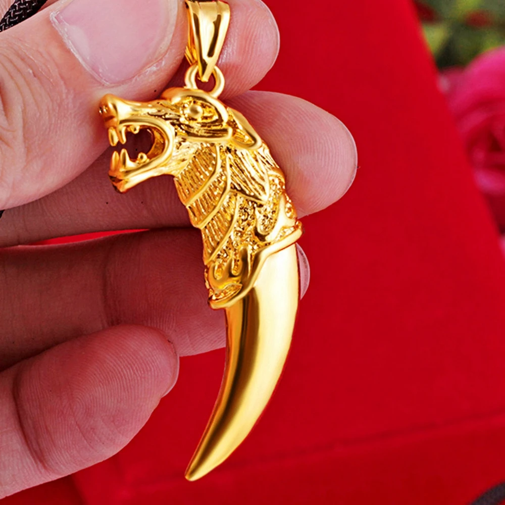 

Wolf Head Pendant Classic Men Hip Hop 18k Yellow Gold Filled Solid Cool Handsome Men's Jewelry Gift Fashion Accessories