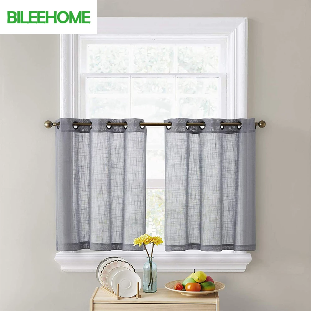 

Flax Textured Short Sheer Curtains for Living Room Bedroom Kitchen Window Treatment Small Curtains Panels Home Decor Drapes