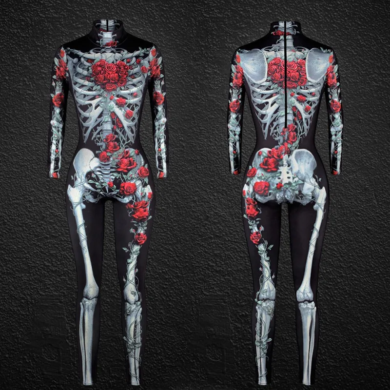 

Женский/мужской комбинезон с принтом скелета человека на Хэллоуин