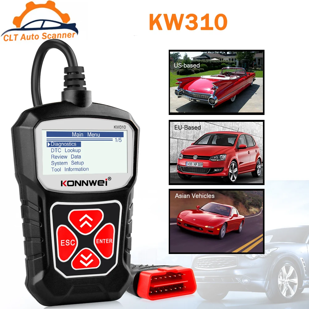 Сканер KONNWEI KW310 OBD2 для OBD 2, Автомобильный сканер, диагностический инструмент, Автомобильный сканер, автомобильные инструменты, поддержка русского языка PK Elm327