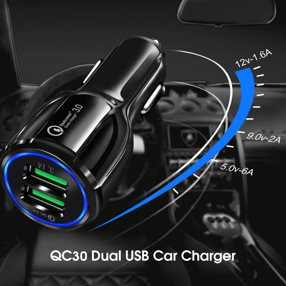 

Convenient Plug Play with Blue Light Car Adapter Socket Quick Charger for Car Car Charger Adapter USB Car Charger