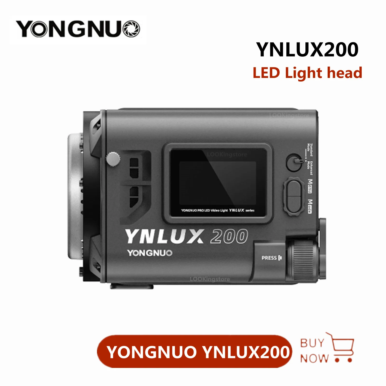 Компактный светодиодный светильник для видеосъемки Yongnuo YNLUX200, 200 Вт, 2700K-6500K, освещение для фотосъемки с креплением Bowens для наружного потокового видеозаписи в реальном времени