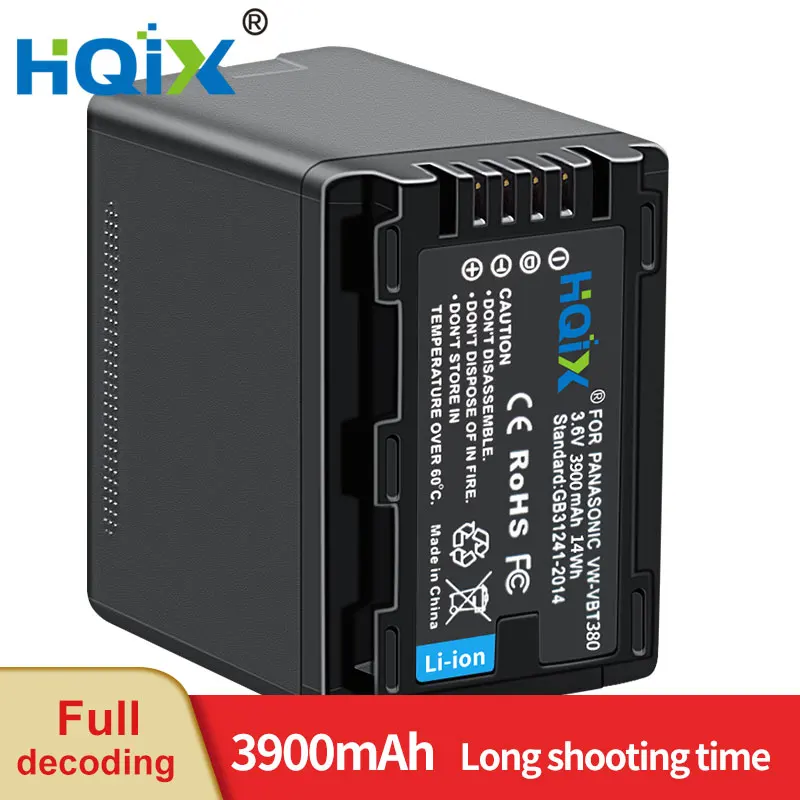 

HQIX for Panasoinc HC-W570 W580 W585 W850 V110 V130 V160 WXF1 WXF955 WXF990 V180 V210 WX970 Camera VW-VBT380 Charger Battery