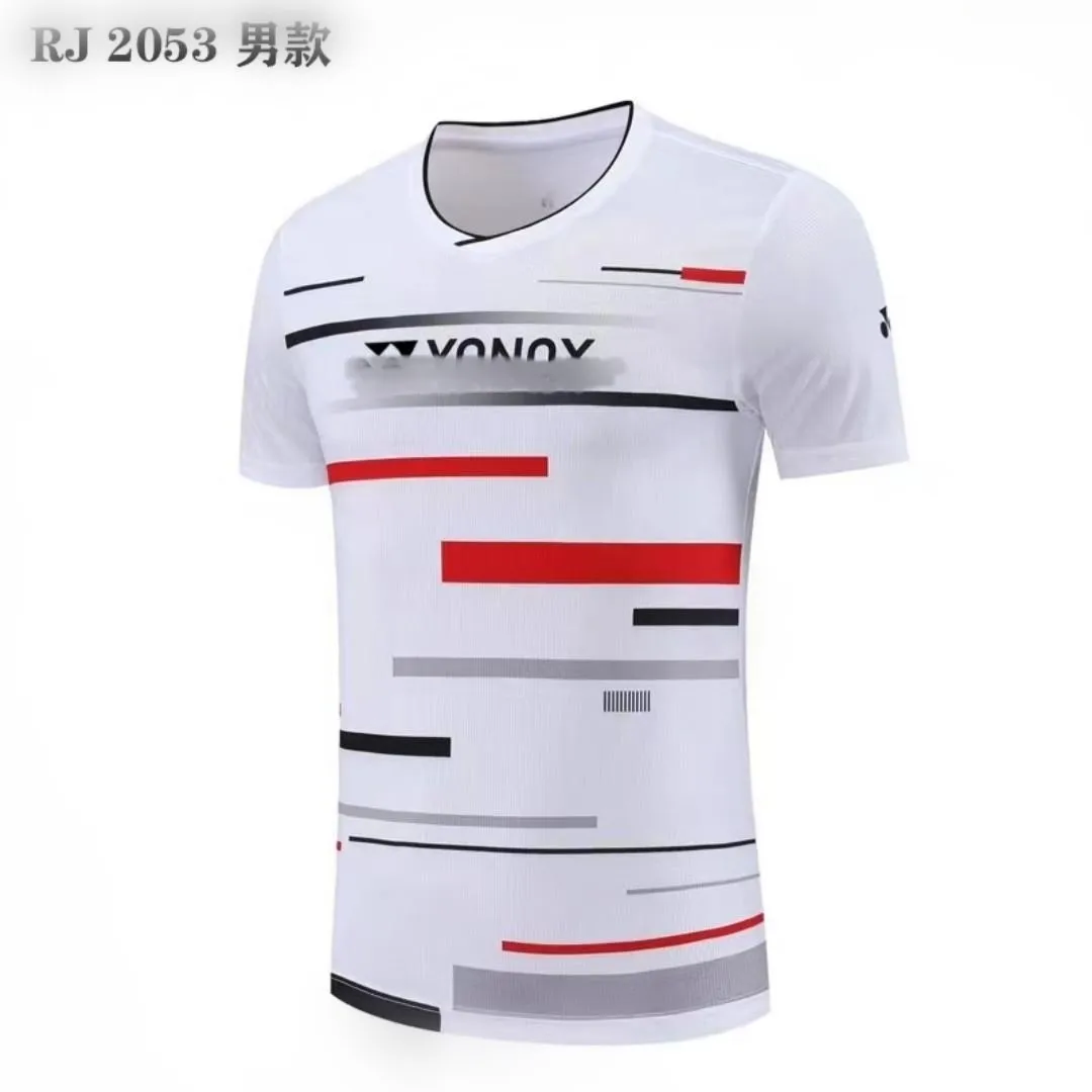 YY badminton half-sleeve men's and women's outdoor sports V-neck match sets absorb sweat and breathe