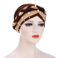 new muslim underscarf caps with beads forehead cross stretch inner hijabs headscarf bonnet ladies head wraps turban female hats