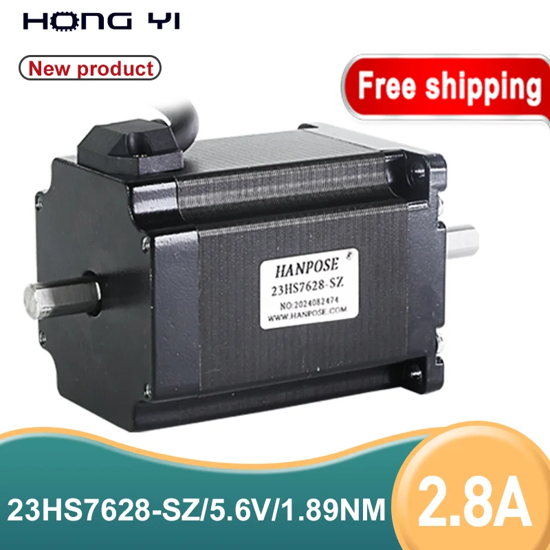 Шаговый двигатель с двумя валами 23HS7628-SZ Двойной Вал D = 8 мм 2 8a 189N.cm шаговый Nema 23 для