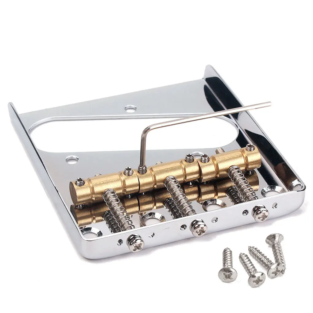 

Chrome 6 String Vintage Guitar Bridge Brass Saddle Bridges with Screws Musical Instrument Accessories Replacement Part