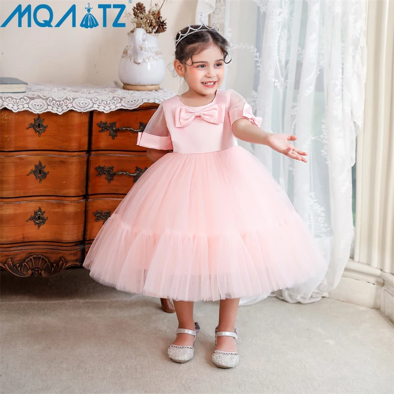 

MQATZ Summer Dress 1 Year Bow Kids Tutu Newborn Christening Princess Vestido Toddler Birthday Children Baptism Baby Girl Clothes