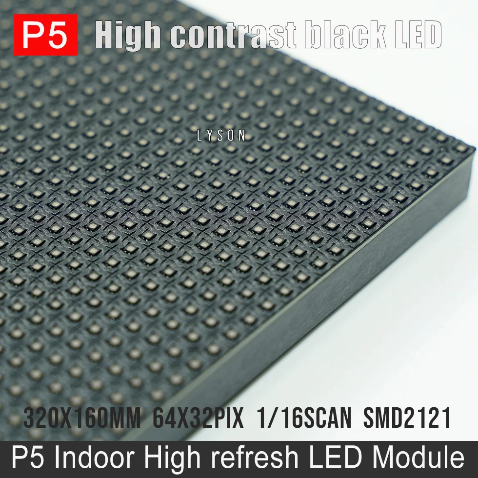 LYSONLED Высокое разрешение 64x32 пикселей P5 Крытый черный полноцветный светодиодный