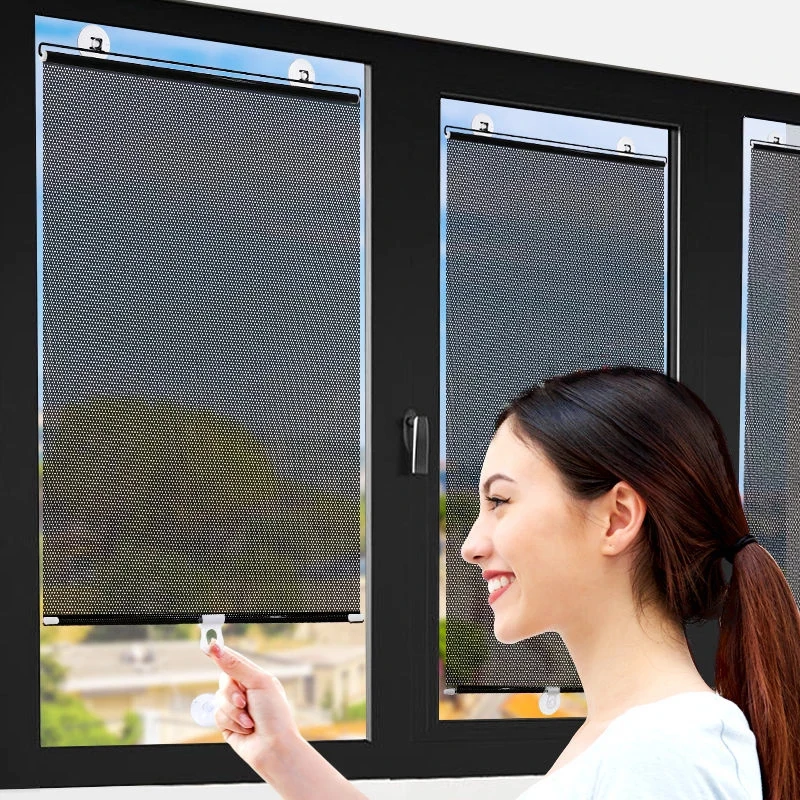 

Blackout Curtains Awning Roller Blinds Window Curtain for Living Room Bedroom Car Kitchen Office with Suction Cup Sun Protection