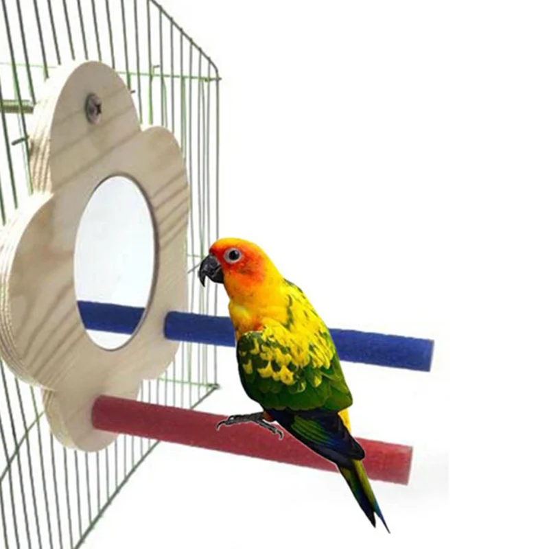 

Товары для домашних животных, 1 шт., попугаи, зеркальная чаша, деревянные птицы, Интерактивная самовеселая игрушка-пазл, игрушка птица, аксес...