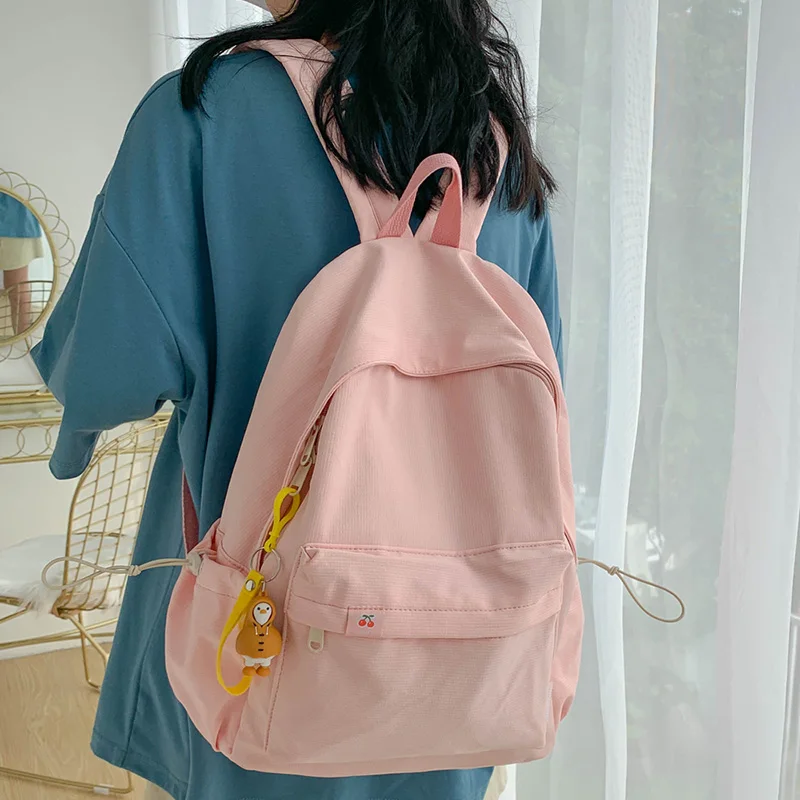 

Модный водонепроницаемый нейлоновый женский рюкзак, однотонная школьная сумка в стиле преппи для девочек-подростков, колледжа