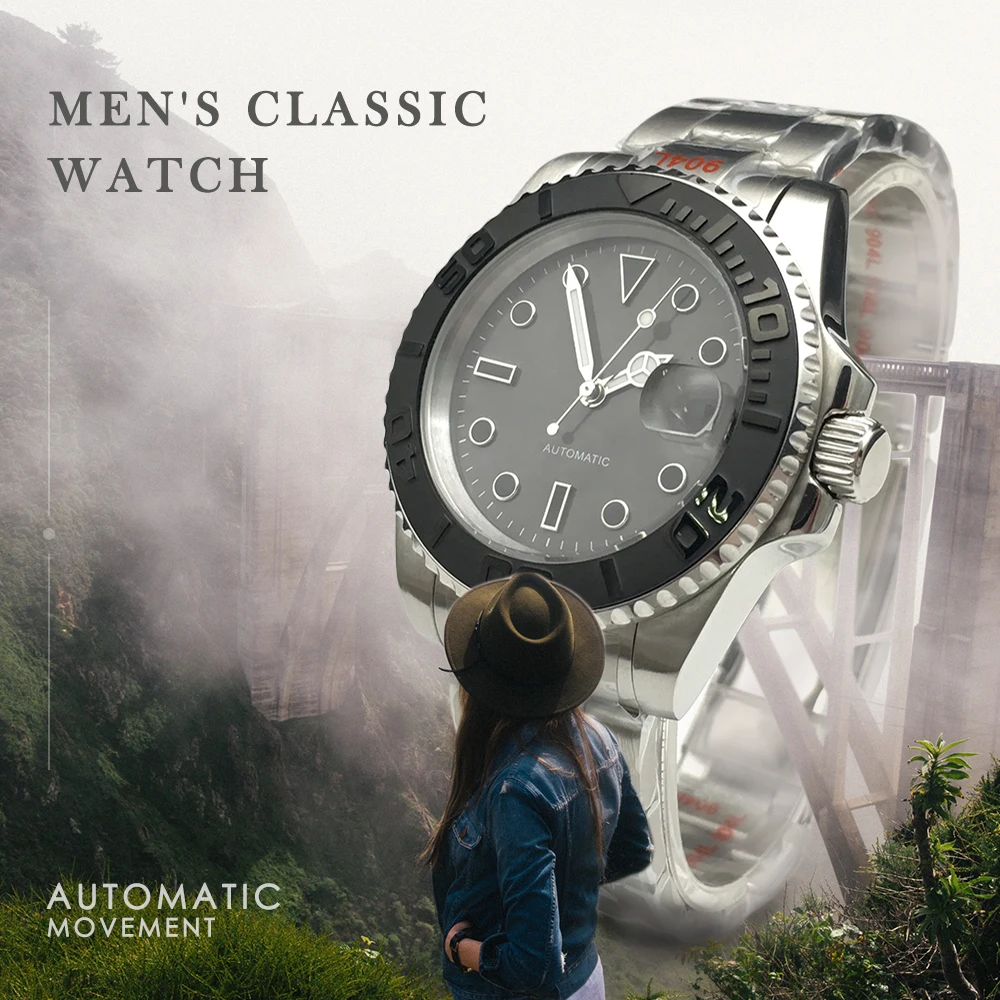 

Мужские часы знаменитости Yachting 40 мм автоматический механизм асептический циферблат чехол из нержавеющей стали модные механические мужские часы для дайвинга