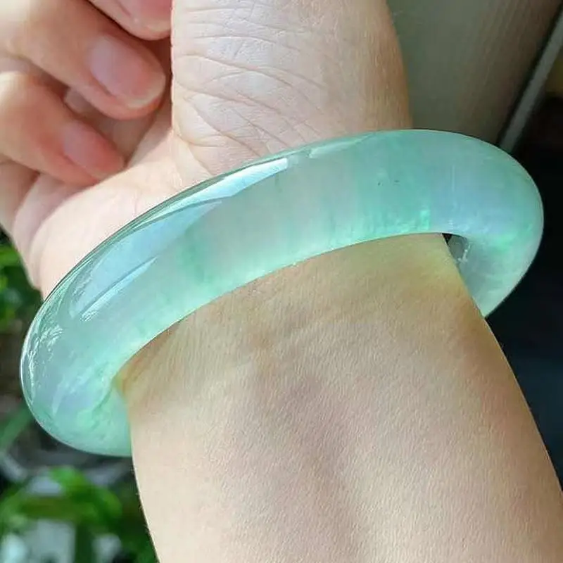

100% Grade A Burma Jade Bangle Women Fine Jewelry Genuine Natural Myanmar Jadeite Ice Floating Certified Jades Stone Bangles
