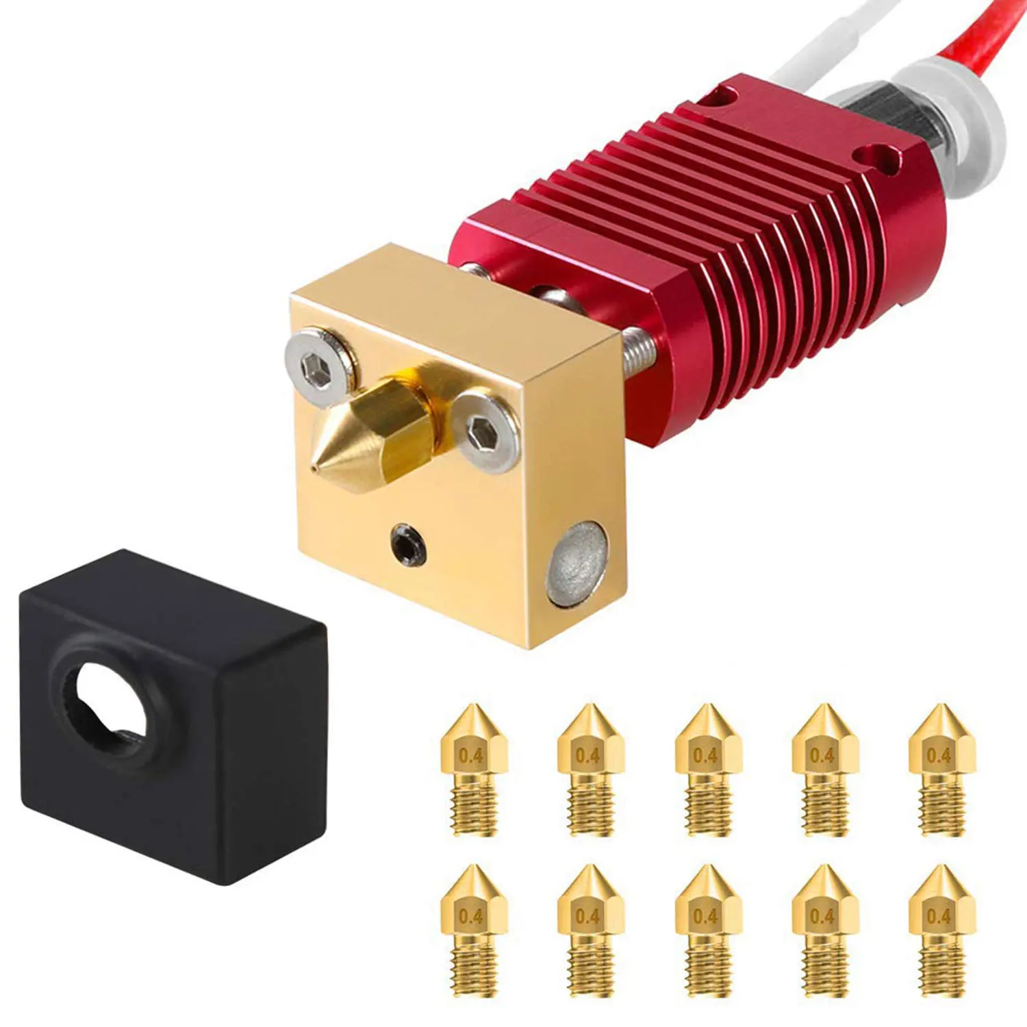 Ender 3 Hotend с 10 шт латунными соплами 0 4 мм 2 MK8 силиконовая крышка экструдер для 3D