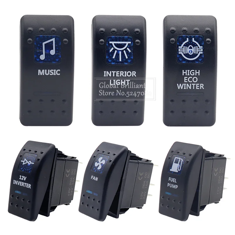 

1pcs Car Boat Caravan Rocker Switches 12V 24V 5 Pin Waterproof Rocker Switch Dual Blue LED Light Bar