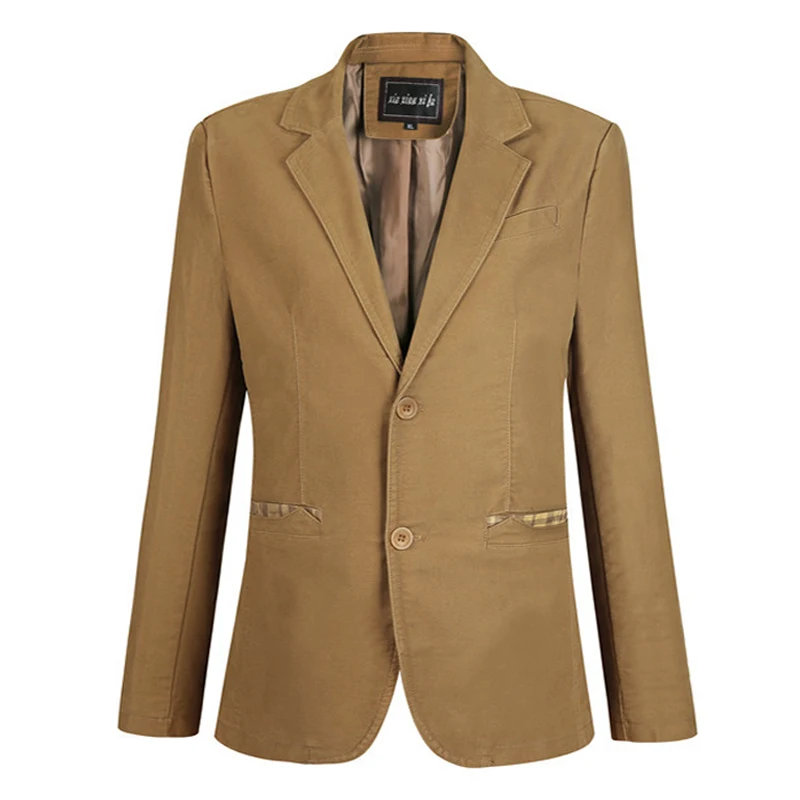 Spring Casual Solid Small Suit Men's Cotton Slim fit Jacket Single West Plus size Trendy Outerwear Wear