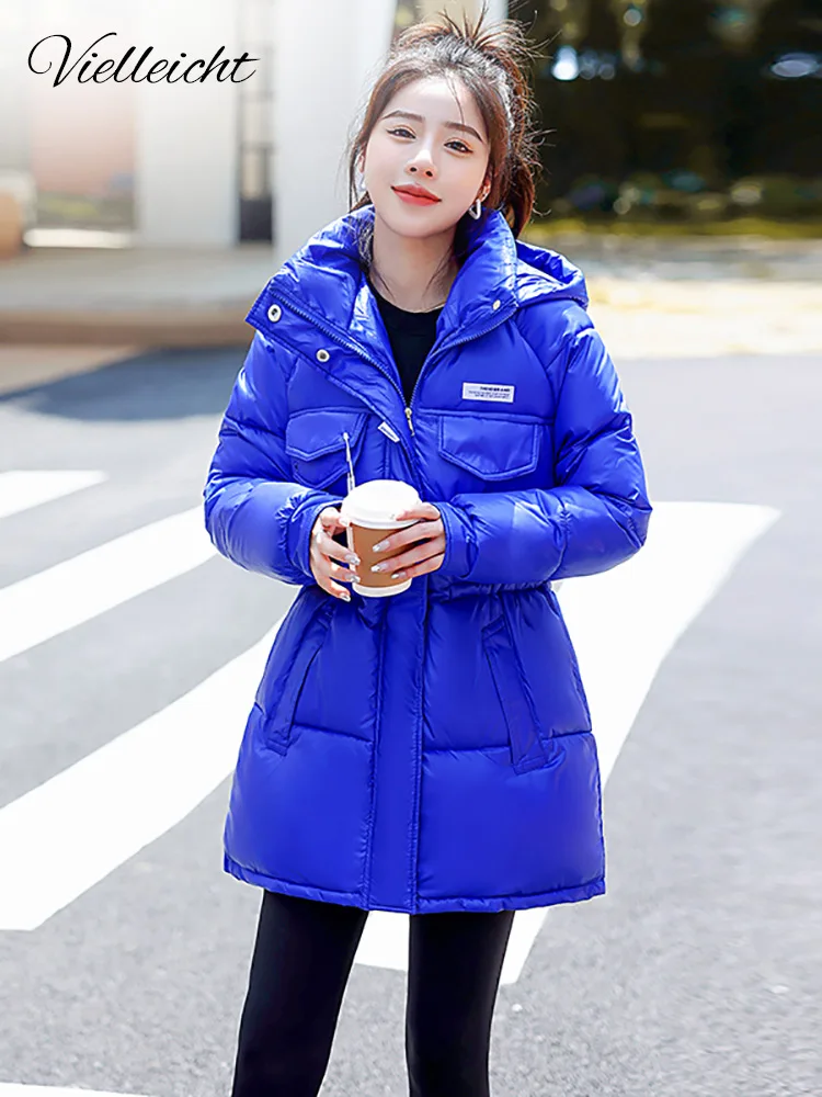 Vielleicht 2022 New Winter Jacket For Women's Solid Oversize Loose Puffer Fashion Female Hooded Parkas Padded Warm Coat Clothes