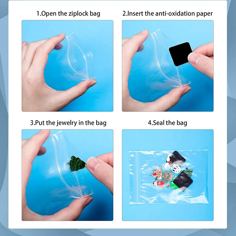 Anti Strips With Clear Plastic Jewelry Bags,100 Anti Tarnish Tabs Strips And 100 Jewelry Plastic For Jewelry Storage