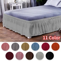 wrap around ruffled bed skirt with adjustable elastic belt cover dust ruffle silky soft wrinkle free bedskirt 15inch drop