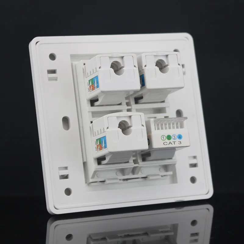 SeTo 86 Тип Три сети Lan Gigabit RJ45 Cat6 + один телефон RJ11 Cat3 настенная пластина розетка Keystone
