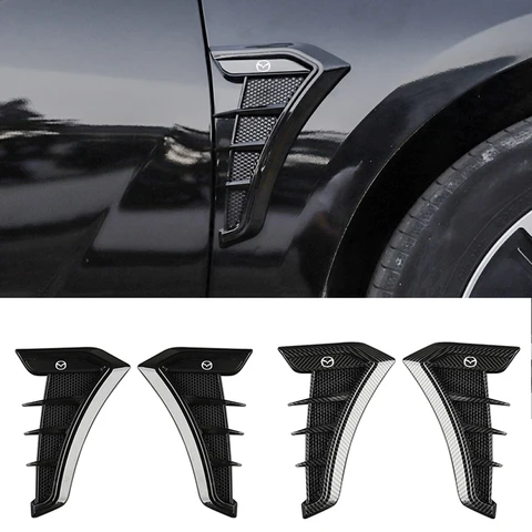 Для Mazda 2 4 3 6 CX-5 CX3 CX7 CX9 Atenza Axela MX-5 RX8 RX7 323 626 Боковые вентиляционные отверстия автомобиля Воздухозаборное отверстие Акула 3D Решетка Наклейка