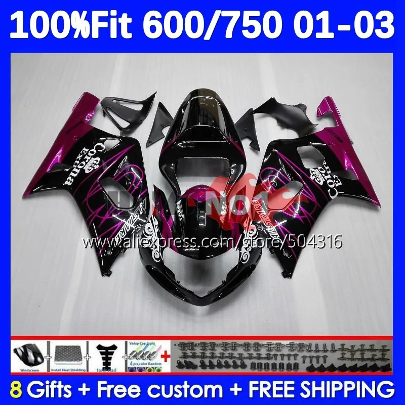 

Injection Body For GSXR 600 750 CC K1 GSXR600 GSXR-750 14No.89 rose glossy GSXR-600 GSXR750 01 02 03 2001 2002 2003 OEM Fairing