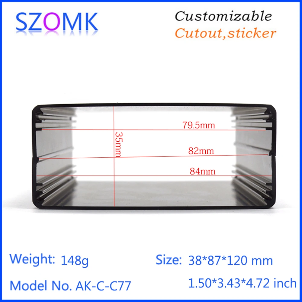 SZOMK 1 шт. Blcak алюминиевый корпус фотоэлектрический мини-бокс 38x87x120 мм DIY Alu. Корпус
